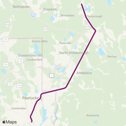 MBTA Foxboro Event Service map