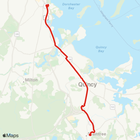 MBTA Braintree - JFK / UMass map