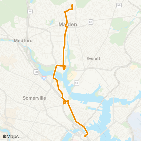 MBTA Oak Grove - North Station map