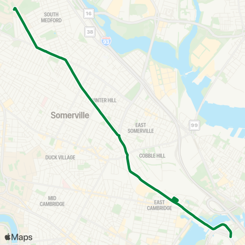 MBTA Medford / Tufts - North Station map