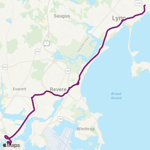 MBTA Swampscott - North Station (Local) map