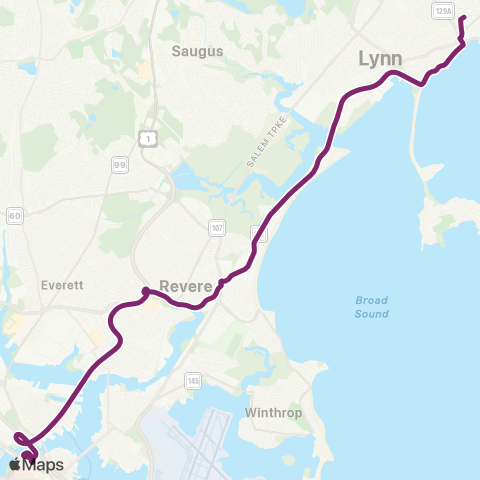 MBTA Swampscott - North Station (Express) map