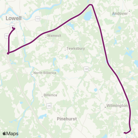 MBTA Lowell - Anderson / Woburn (Express) map