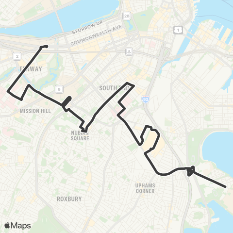 MBTA Harbor Point - Kenmore Station map