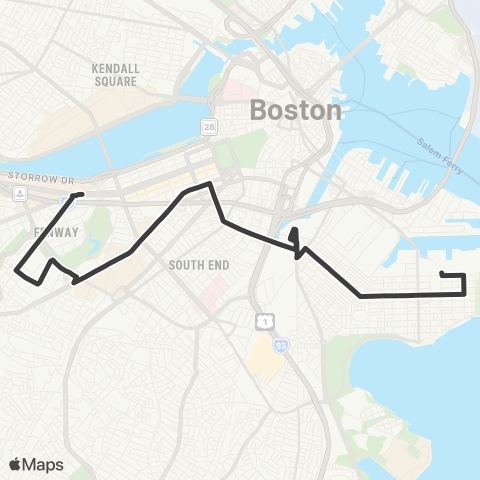 MBTA City Point - Copley Square map