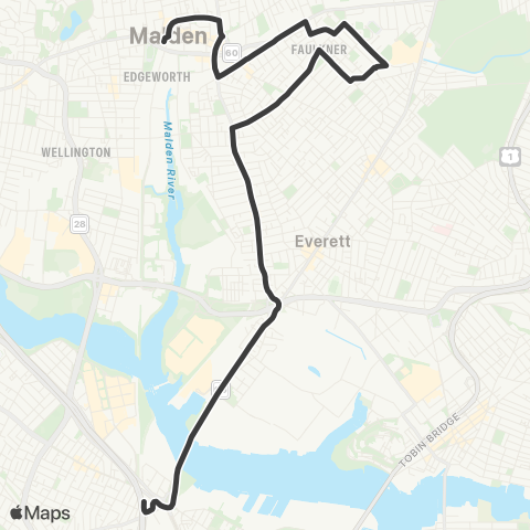 MBTA Malden Ctr Sta - Sullivan Square Sta via Newland St Housing map