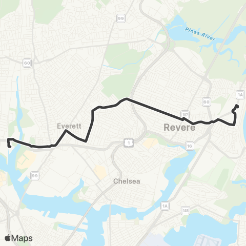 MBTA Wonderland Station - Wellington Station map