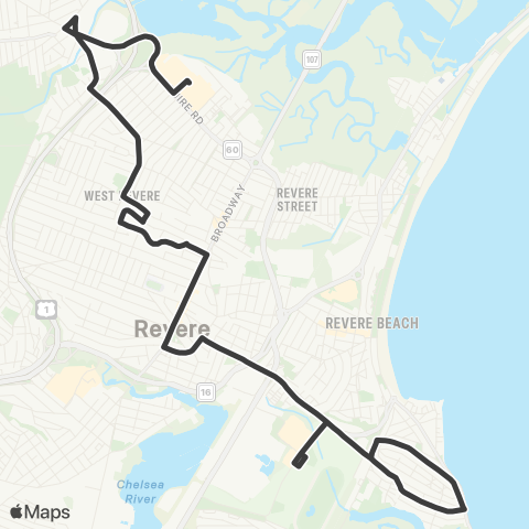 MBTA Northgate Shopping Ctr - Beachmont Sta map