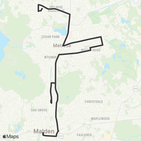 MBTA Melrose Highlands - Malden Center Sta map