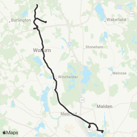 MBTA North Woburn - Wellington Station map