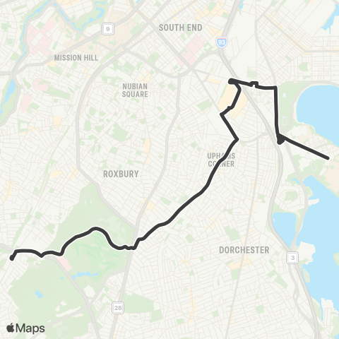 MBTA Forest Hills Sta - Andrew Sta or Harbor Point map