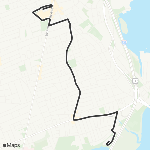 MBTA Fields Corner Loop via Neponset Ave map