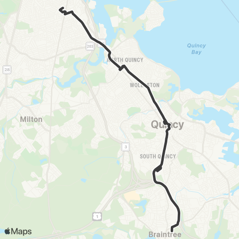 MBTA Quincy Center Sta - Fields Corner Sta map