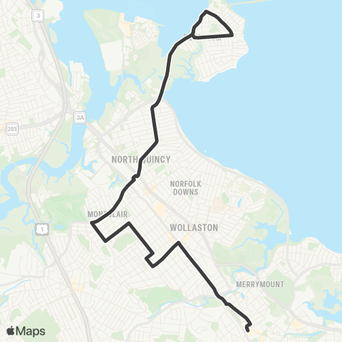 MBTA Quincy Center Station - Squantum map