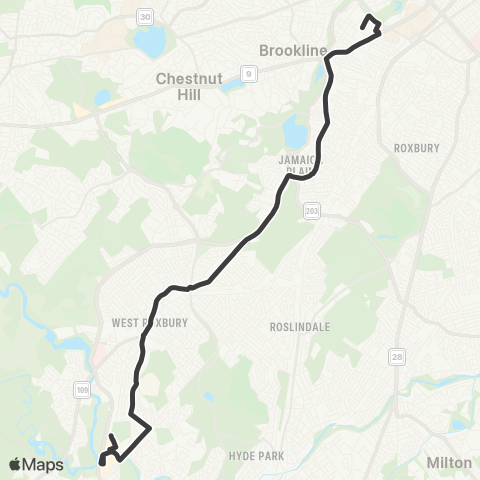 MBTA Dedham Mall or Stimson St - Forest Hills Sta map