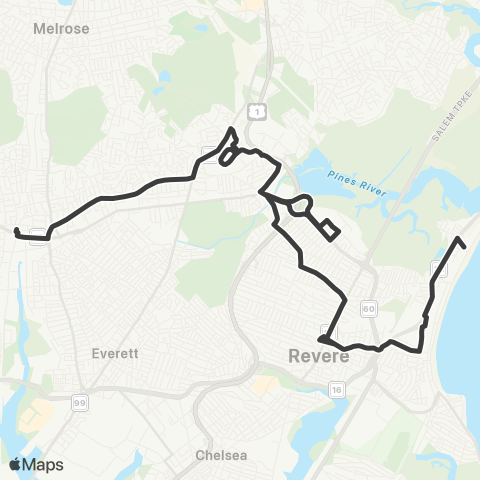 MBTA Kennedy Dr or Jack Satter House - Malden Ctr Sta map