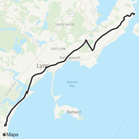 MBTA Marblehead - Wonderland Sta via Paradise Rd map