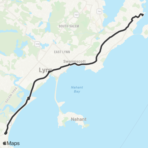 MBTA Marblehead - Wonderland Sta via Humphrey St map