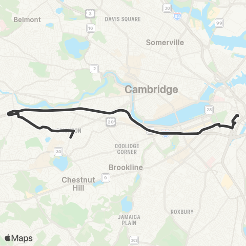 MBTA Brighton Ctr - Federal St & Franklin St map