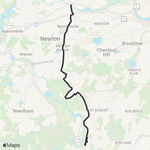 MBTA Dedham Mall - Watertown Yard map