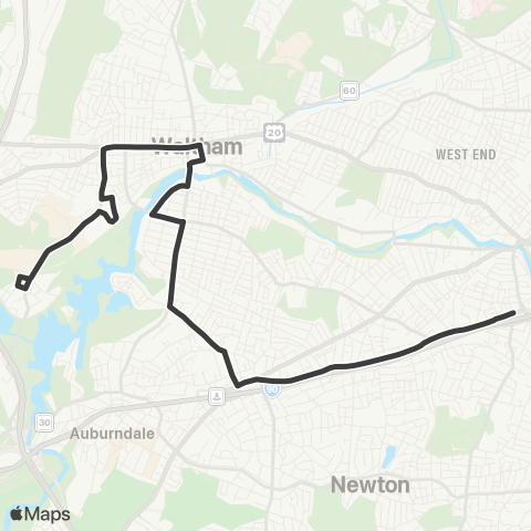 MBTA Roberts - Newton Corner map