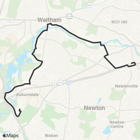 MBTA Riverside Station - Newton Corner map