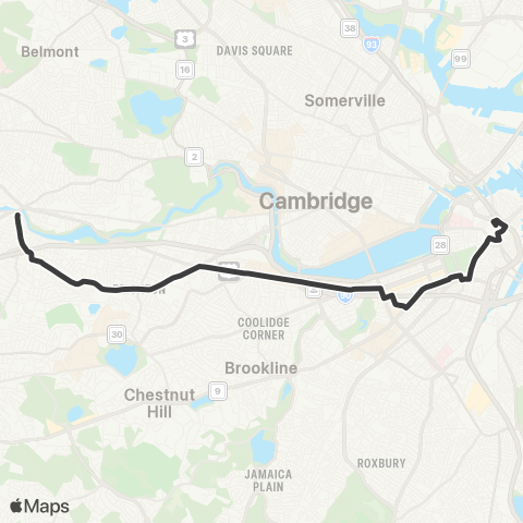 MBTA Watertown Yard - Kenmore Station map