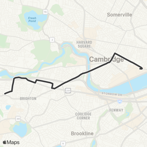 MBTA Oak Square - Univ Pk or Kendall / MIT Sta map