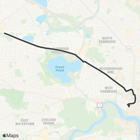 MBTA Belmont Center - Harvard via Concord Av map