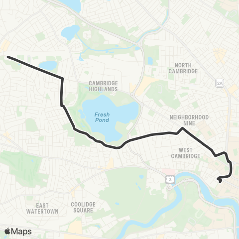 MBTA Belmont Center - Harvard via Huron Av map