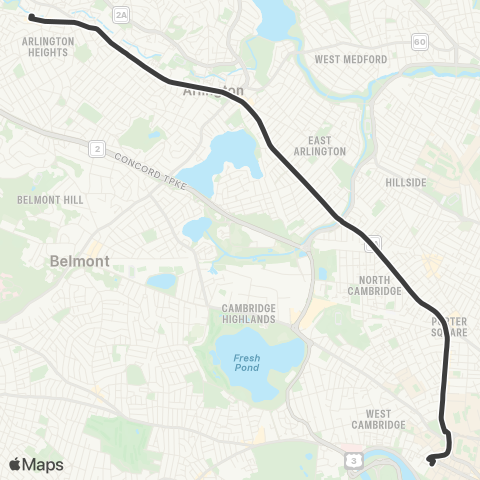 MBTA Arlington Heights - Harvard Station map