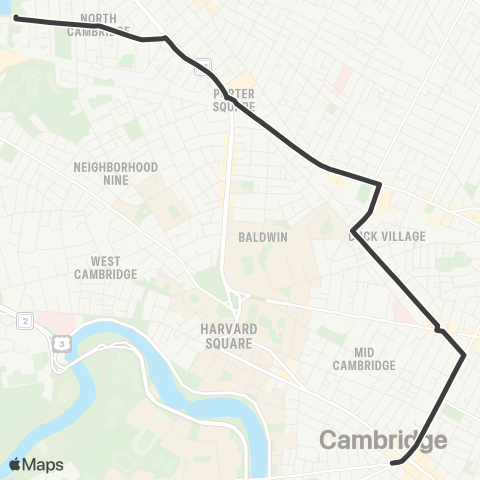 MBTA Rindge Av - Central Square, Cambridge map