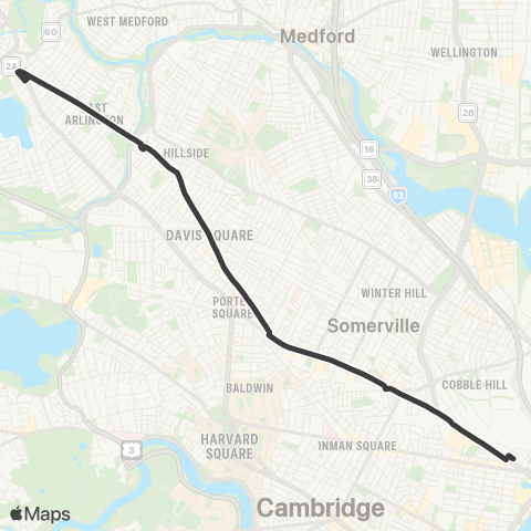 MBTA Clarendon Hill or Arlington Ctr - Lechmere Sta map