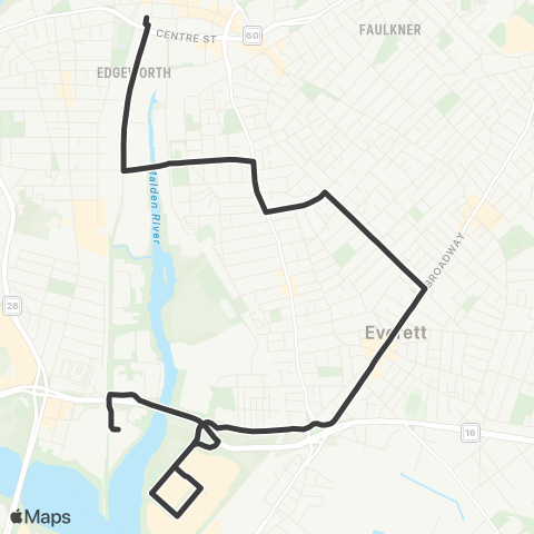 MBTA Malden Center Sta - Wellington Sta map