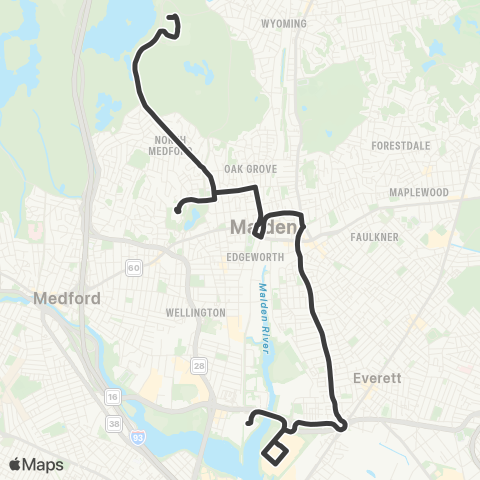 MBTA Woodland Road - Wellington Station map