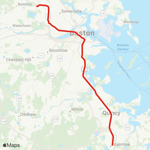 MBTA Red Line map