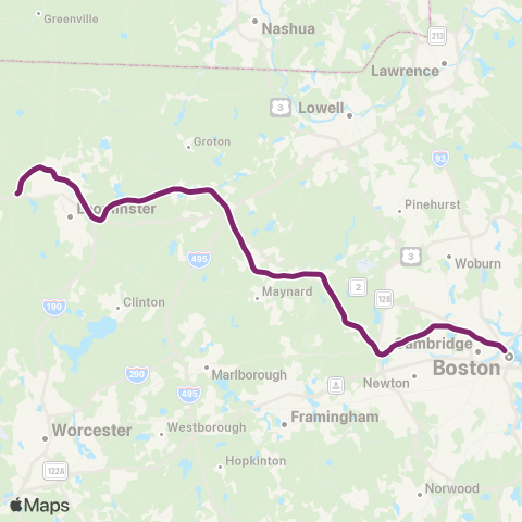 MBTA Fitchburg Line map