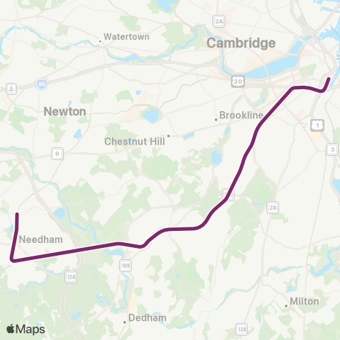 MBTA Needham Line map