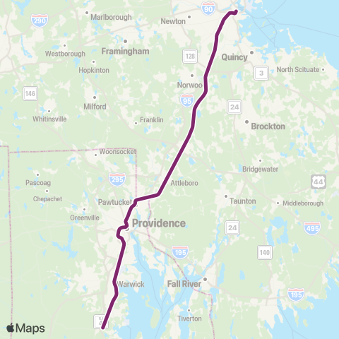 MBTA Providence / Stoughton Line map