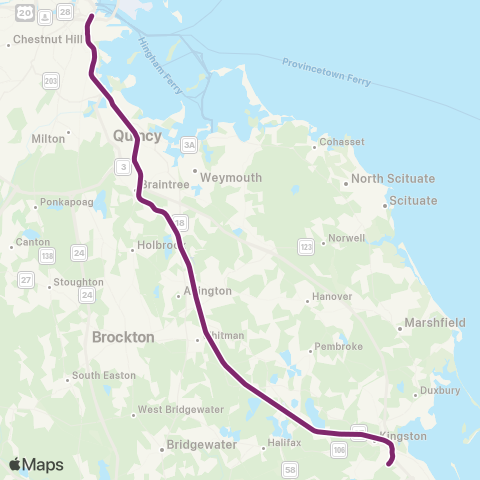 MBTA Kingston Line map