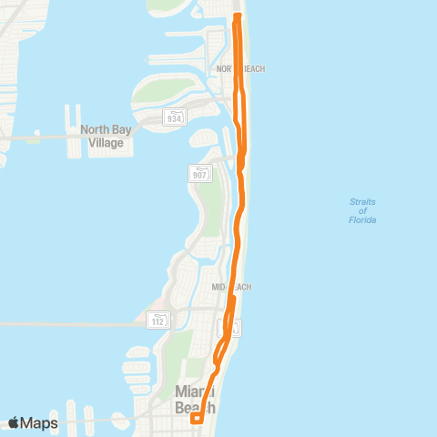 Miami Beach Trolley Collins Express map