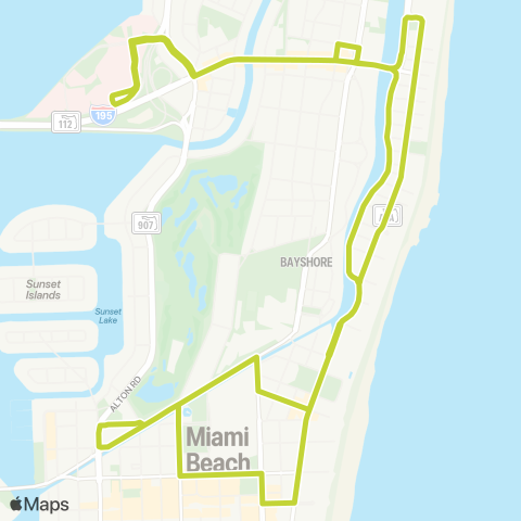 Miami Beach Trolley Middle Beach Loop map