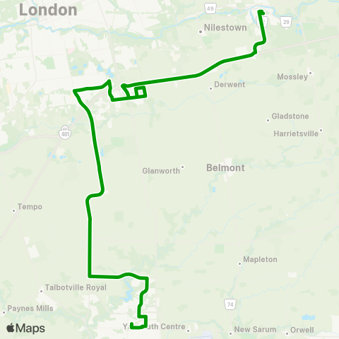 Middlesex County Connect Dorchester - London - St. Thomas - Southwold map