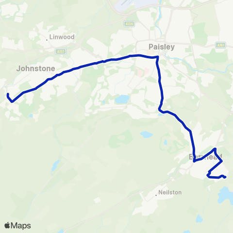 McGill's Bus Service Fenwick Drive - Paisley Town Hall map