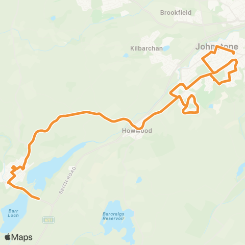 McGill's Bus Service Lochwinnoch Station - Johnstone Station map