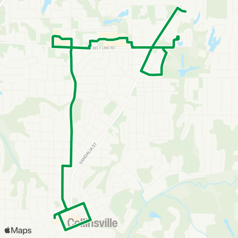 Madison County Transit East Collinsville Shuttle map