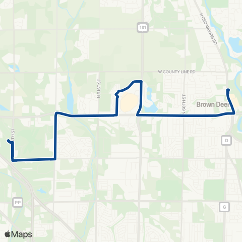 MCTS Brown Deer Road map