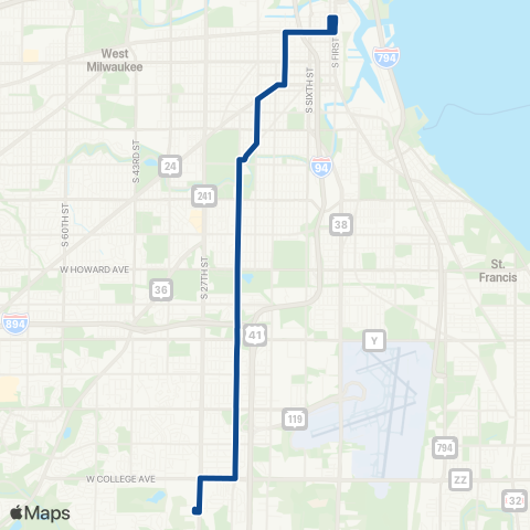 MCTS S. 20th Street map