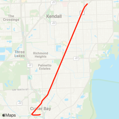 Miami-Dade Transit Express - S.Dade Gvt Ctr-Dadeland So map