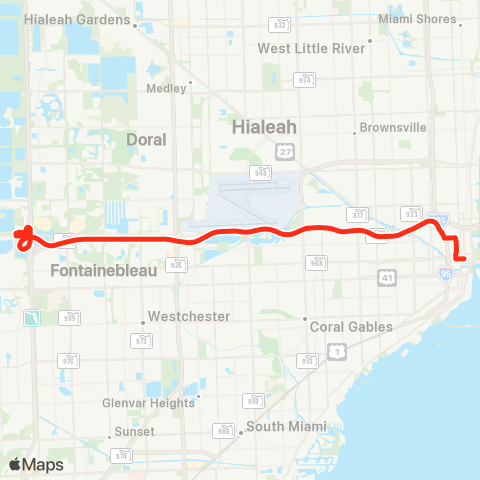 Miami-Dade Transit Highway 836 Express map